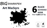 6pcs Black Alcohol Markers Set, Dual Tips Art Markers Drawing Sketched Double Tipped Markers for Beginner Adults Kids(Black) Arhomet