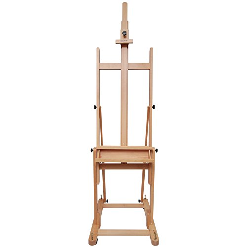 Mont Marte Tilting Studio Wooden Floor Easel. Height Adjustable Extra Large H-Frame Featuring a Large Tilt Range. Castor Wheels Allow Easy Movement - WoodArtSupply