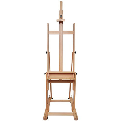 Mont Marte Tilting Studio Wooden Floor Easel. Height Adjustable Extra Large H-Frame Featuring a Large Tilt Range. Castor Wheels Allow Easy Movement - WoodArtSupply