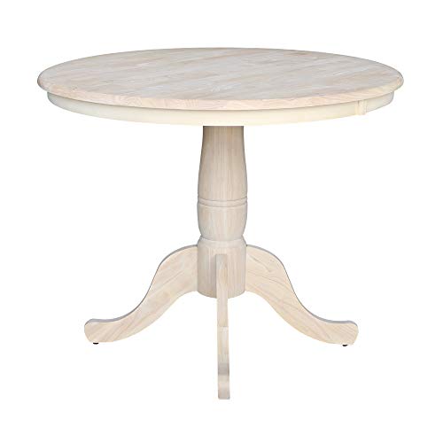 IC International Concepts 36" Round Top Pedestal Dining Table, Unfinished - WoodArtSupply