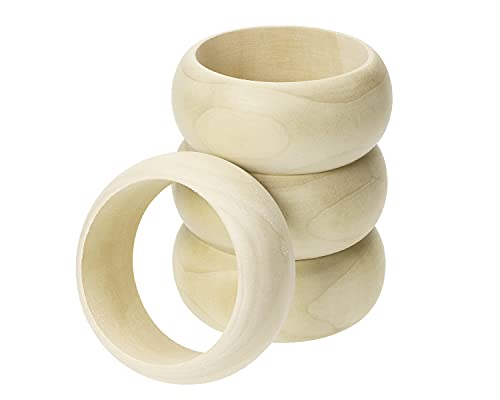 Penta Angel Wood Bangle Bracelets 4Pcs 2.8inch Unfinished Natural Round Large Wooden Ring for Art & Craft Project DIY Jewelry Making Painting - WoodArtSupply