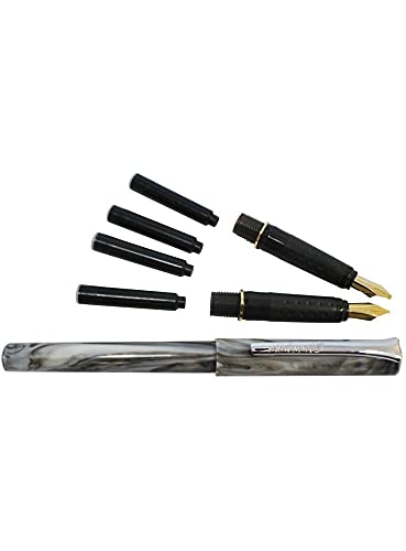 MONT MARTE 2 Nib Calligraphy Set, 8 Piece. Includes 1 Calligraphy Pen, 2 Calligraphy Nibs, 4 Black Ink Cartridges and an Instruction Booklet with - WoodArtSupply