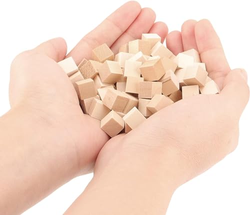 Unfinished Wooden Blocks 1cm, Pack of 500 Small Wood Cubes for Crafts and DIY Home Decor WURONXIN