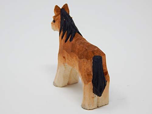 Selsela Horse Wood Figurine - Small Farm Animal Pony Gift Handmade Art Carving Decoration Miniature Animals Girl Women Selsela