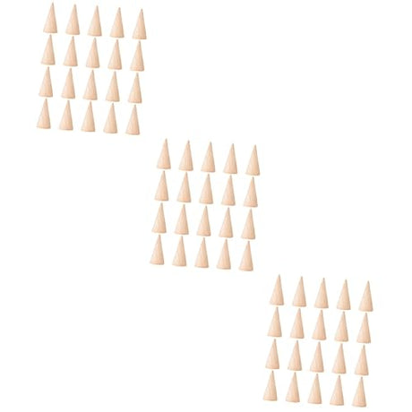 ABOOFAN 60 Pcs Diy Cone Wood Cone Jewelry Holder Unfinished Christmas Tree Cone Wood Jewelry Organizer Ring Cone Holder Wood Ring Wooden Toy Jewelry ABOOFAN