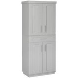 HOMCOM Modern Kitchen Pantry Freestanding Cabinet Cupboard with Doors and Drawer, Adjustable Shelving, Grey HOMCOM