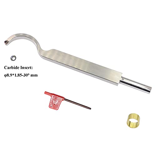 Swan Neck Hollower 10 Inches Wood Turning Tool Carbide Tipped Lathe Chisel Tool Bar with Ci5 8.9mm Round Carbide Insert Cutter for Wood Hobbyist or Asieg Tool