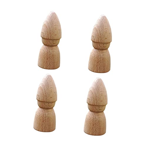 VILLCASE 4pcs Puppet Toys DIY Painting Doll peg Doll kit Family peg Doll Unfinished Doll Toy Unfinished People Wood Rounds Kids playset Home DIY VILLCASE