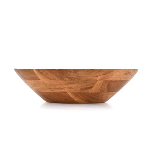 Samhita Acacia Wood Serving Bowl, Fruit Bowl, Friendly and Perfect for Salad, Vegetables and Fruit,Single Salad Bowl (10" x 10" x 3") - WoodArtSupply