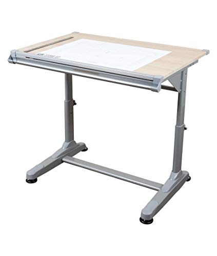 Stand Up Desk Store Adjustable Height and Angle Drafting Table Drawing Desk with Large Surface (Silver Frame/Birch Top, 40" W X 26" D) - WoodArtSupply