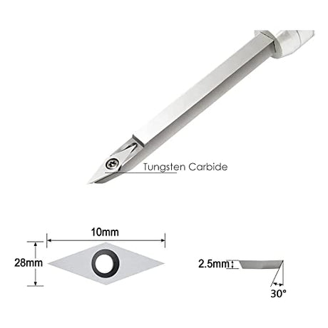 CDBP Diamond Carbide Insert replacement cutter for woodturning, 10 X 28- Dia4.3mm with Sharp Point Indexable carbide cutter fits For DIY Wood Lathe CDBP
