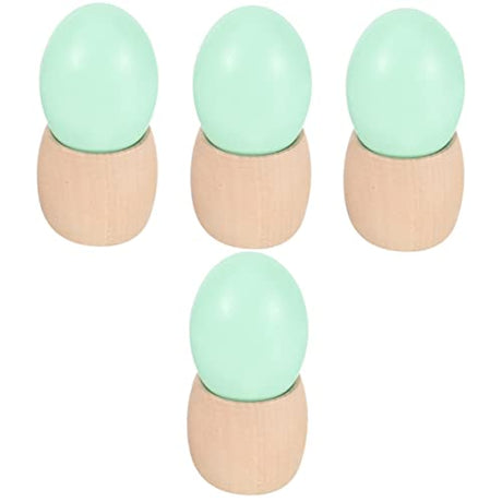Toddmomy 4 Sets Easter eggs unfinished wooden egg unpainted easter egg wooden egg holder wooden egg stand realistic eggs easter egg holder wooden Toddmomy