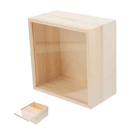 TEHAUX Box Storage Wooden Box Wood Crates Unfinished Kids Piggy Bank Wooden Case with Lid Shadow Display Case Kids Cookbook Wooden Jewelry Storage TEHAUX