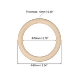 uxcell 3Pcs 90mm(3.5-inch) Natural Wood Rings, 10mm Thick Smooth Unfinished Wooden Circles for DIY Crafting, Knitting, Macrame, Pendant uxcell