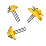 TOTOWOOD 45 Degree Lock Miter Router Bit 3-Piece Set, for 31/64", 3/4",1", Cutting Height, 1/2 Inch Shank.Woodworking Tools Joint Router Bits (3PCS Totowood