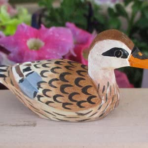 Selsela Duck Wood Figurine Statue Carving Decoration Decoy Small Animal Miniature Sculpture (Female Mallard) Selsela