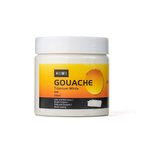HIMI Gouache Refill Paints,White Color(200 ml Bottles), Non Toxic Paint for Canvas and Paper, Art Supplies for Professionals, Students(White) HIMI
