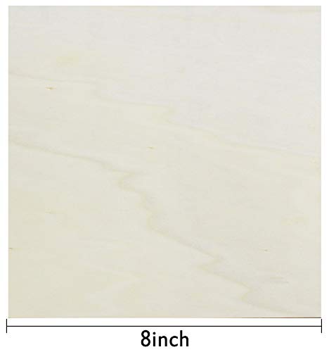 RIVERKING Square Wood Sheets, Unfinished Poplar Plywood for Arts Crafts and DIY Projects (10 pcs, 8 x 8 x 0.1 Inch) RIVERKING