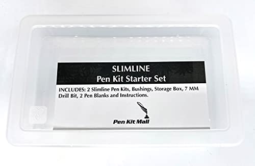 Pen Kit Mall - 7MM Slimline Pen Kit Starter Set with Case, Drill Bit, Bushings and Wood Blocks - WoodArtSupply