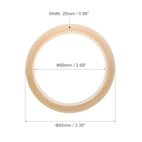 uxcell Wooden Bangle Bracelet, 8Pcs 85mm - Log Retro Macrame Rings, Unfinished Smooth Wood Circle, Wooden Rings for Crafts, Jewelry, DIY Making, Home uxcell