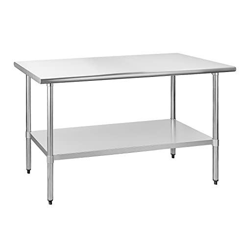 HOCCOT Stainless Steel Table for Prep & Work 24" X 60" inches with Adjustable Shelf, Commercial Workstations, Utility Table in Kitchen Garage Laundry - WoodArtSupply