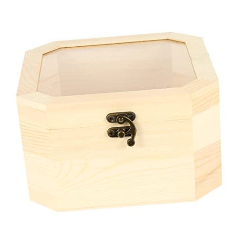 BESPORTBLE 1pc wooden box Trinket Storage Holder Jewelry Holder Container wood DIY Craft Case Unfinished Wood Treasure Chest Gift Packaging Holder BESPORTBLE