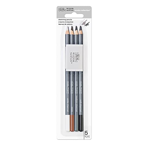 Winsor & Newton 6 Pack Studio Collection™ Sketching Pencil Set with Eraser - WoodArtSupply