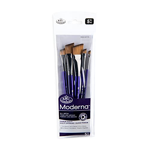 Royal & Langnickel Moderna Angular Brush Set for All Painting Mediums, 5pc - WoodArtSupply