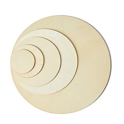 Wood Circles for Crafts, 36-Count Unfinished Wooden Round Disc Cutouts, 2.9 Inches in Diameter