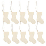 EXCEART 50pcs Wooden Stockings Pieces Socks Shape Wood Chips Craft Unfinished Wooden Cutouts DIY Hanging Ornament Tree Decor for Party Festival EXCEART