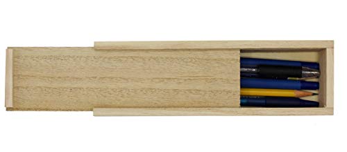 Creative Hobbies® Unfinished Wooden Pencil, Pen, Stash, Trinket Storage Box with Slide Top