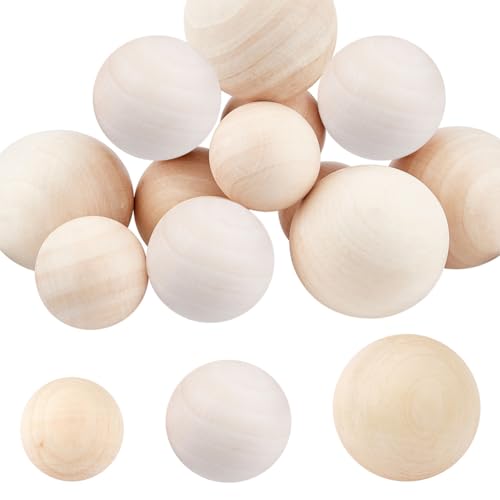 PH PandaHall 12pcs Large Wooden Balls 35/40/50mm Wood Balls Undrilled Wooden Beads Unfinished Natural Wooden Craft Ball for Christmas Tree Wreath