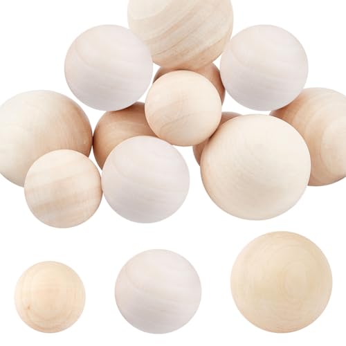 PH PandaHall 12pcs Large Wooden Balls 35/40/50mm Wood Balls Undrilled Wooden Beads Unfinished Natural Wooden Craft Ball for Christmas Tree Wreath - WoodArtSupply