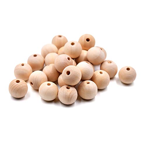 cozyou 100 Pcs 20mm Natural Wood Beads Unfinished Round Ball Wooden Loose Beads for Garland, Home Decor, DIY Crafts cozyou