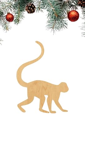 3 Pcs Monkey Supply 3" Wooden Shape Ornaments Unique Unpainted Smooth Surface Unfinished Laser Cutout Wood Sheets Boards for Crafts 1/8 Inch Thick WoodArtSupply