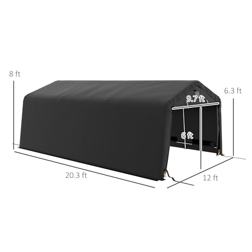 Outsunny 12' x 20' Heavy Duty Carport, Portable Garage Canopy Tent with 2 Ventilation Windows and Large Door, for Car, Truck, Boat, Motorcycle, Bike, Outsunny