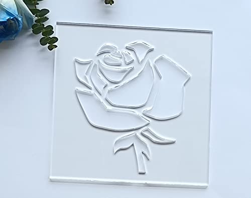 Rose Router Template,Clear Acrylic Router Inlay Template,Router Jig Template for Woodworking&Craft (7.5''x7.5'') Yuxuanish