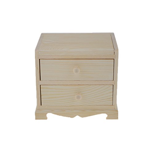 Dovewill Natural Unfinished Wooden Jewelry Box Small 2 Drawers Chest Case Glass Mirror - WoodArtSupply