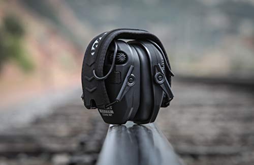 Walker's Razor Slim Electronic Bluetooth NRR 23 dB Hearing Protection Earmuffs for Outdoor/Indoor Shooting Range with Shockproof Carrying Case, Black Walker's