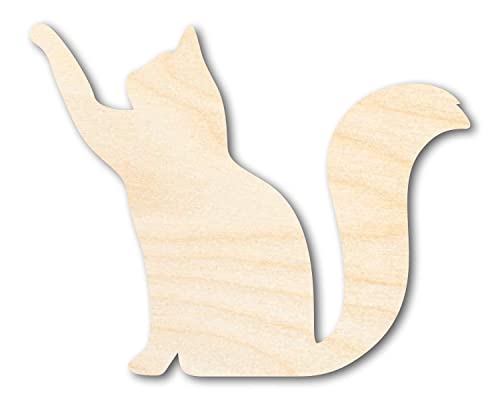 Unfinished Wood Reaching Cat Shape - Cat Craft - up to 36" DIY 5" / 1/4"