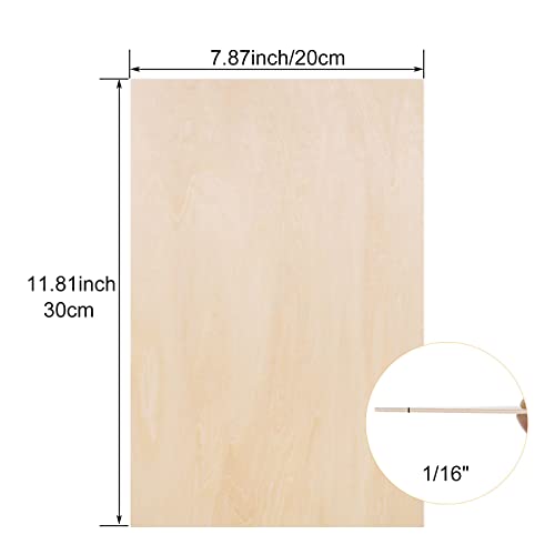20 Pack Balsa Wood Sheets, 8”x12”x1/16”, Thin Natural Unfinished Wood for Crafts, Hobby, Model Making, Wood Burning and Laser Projects, School MIVIDE