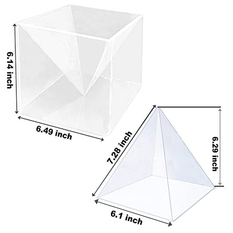 RESINWORLD Super Large Clear Silicone Pyramid Molds for Resin, 2Pcs Inner Pyramid Silicone Molds + 1Pcs Plastic Frame, Shiny Resin Mold for Chakra ResinWorld