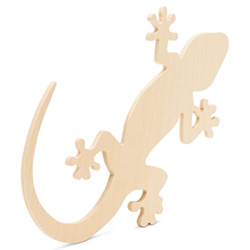 Wood Gecko Cutout 10-inch x 11-inch, Pack of 3 Unfinished Wood Animal Cutouts for Crafts and Lizard Decor Shapes, by Woodpeckers Woodpeckers