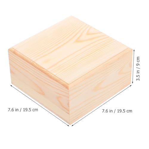 Unomor Unfinished Wooden Box with Lid Small Wood Boxes 19.5cm Natural Pine Wooden Case Rustic Trinket Box Gift Boxes Memory Keepsake Box Jewelry Unomor