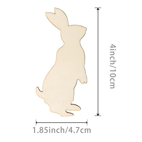 Easter Wooden Bunny Cutouts Unfinished Wooden Rabbit Cutouts Blank Bunny Wood Slices Ornaments for Christmas Wedding Birthday Party Easter Spring Zontween