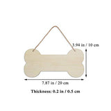 JANOU 3pcs Bone Wood Sign Blank Hanging Wooden Plaque DIY Craft Project Dog Bone Wood Sign with Rope Door Wall Art Decorative, 7.9x3.9 in JANOU
