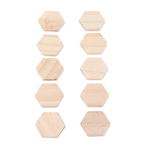 25Pcs Unfinished Hexagon Wood Pieces Blank 38mm/1.5inch Wood Shape Slices Wooden Cutouts Slices for DIY Decorations Crafts HERCHR