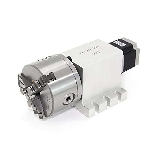 CNCTOPBAOS Rotational 4th Axis A axis Rotary Table,K11-100mm 3 Jaw Chuck Dividing Head,Gapless Harmonic Gearbox Reducer Ratio 50:1 w/ 65mm Tailstock CNCTOPBAOS