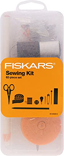 Fiskars Sewing Kit - 62-Piece Sewing Set with Case - Craft Supplies for Sewing - Clear Fiskars