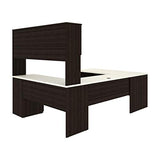 Bestar Ridgeley U-Shaped Executive Desk with Pedestal and Hutch in, 65W, White Chocolate Bestar